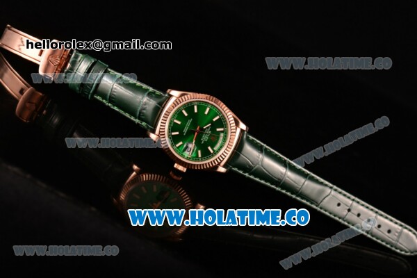 Rolex Day-Date Asia 2813/Swiss ETA 2836/Clone Rolex 3135 Automatic Rose Gold Case with Stick Markers and Green Dial (BP) - Click Image to Close